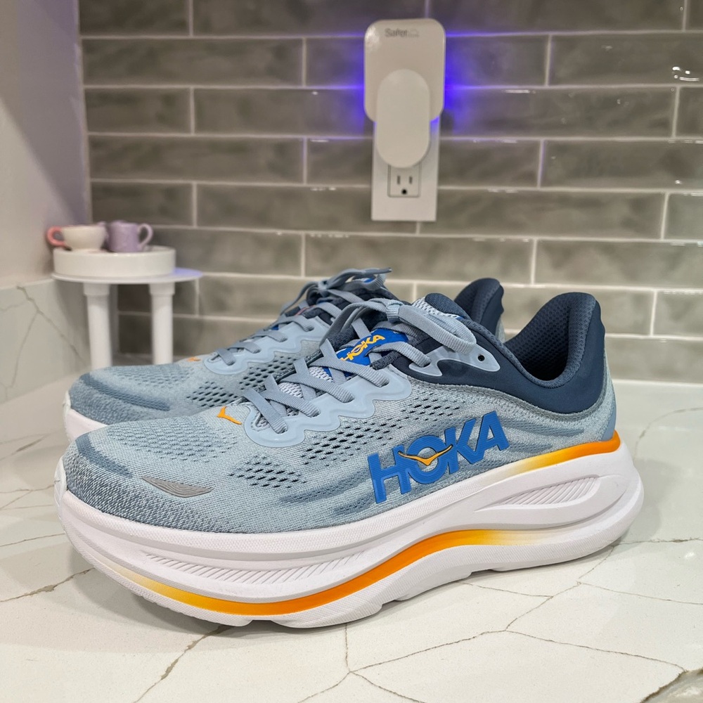 Hoka Bondi 9 Running Shoes. Men’s Size 10.5D Color Drizzle / Downpour - Picture 2 of 9